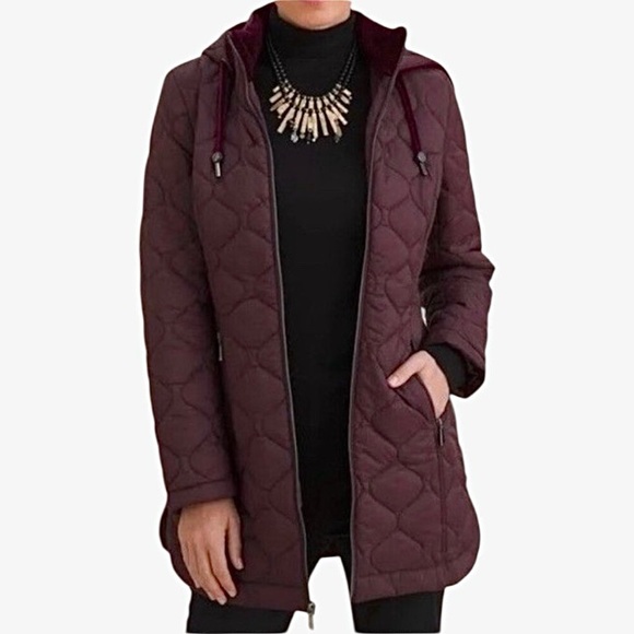 Chico's Jackets & Blazers - Chico's Quilted Anorak Puffer Jacket in Burgundy Size Small